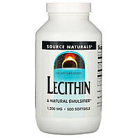 Лецитин, 1200 мг, Lecithin, Source Naturals, 500 желатинових капсул
