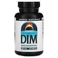 Дииндолилметан, 200мг, DIM, Source Naturals, 60 таблеток