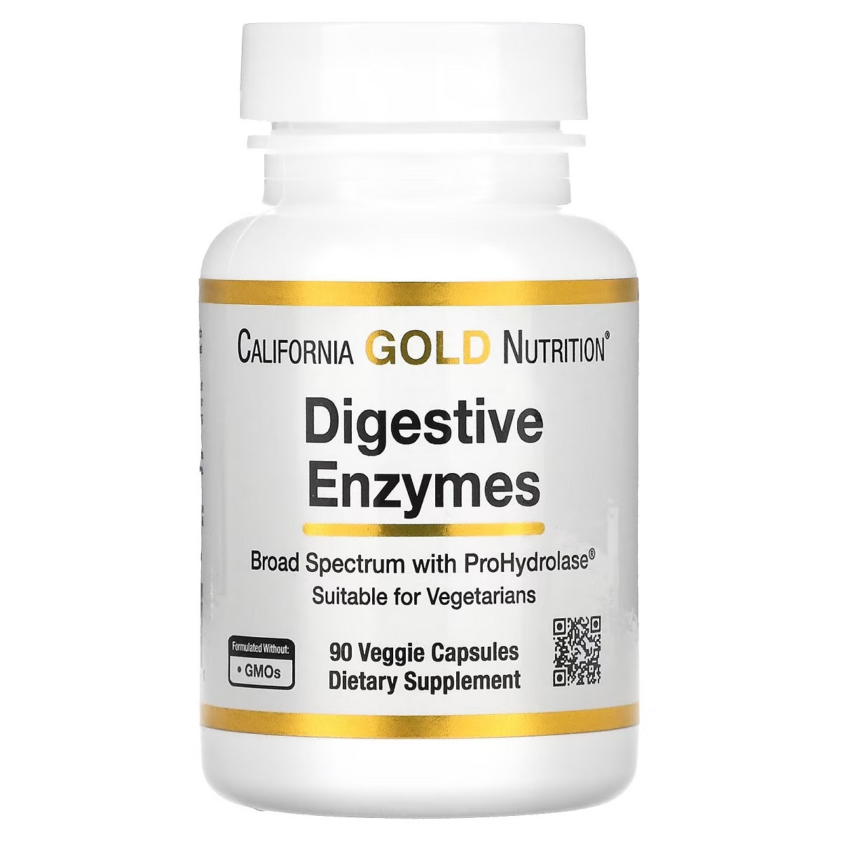 Травні ферменти, Digestive Enzymes, California Gold Nutrition, 90 вегетаріанських капсул, фото 1