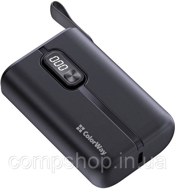 Універсальна мобільна батарея 10000mAh ColorWay Full power Black (USB QC3.0 + USB-C PD 22.5W) (код 136831)