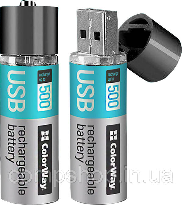 Акумулятор AA ColorWay USB 1200мАг 1.5В (Li-Polymer) (2шт/уп) (CW-UBAA-02) (код 137242)