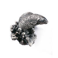 Ручка кнопка стилизованная NL-PS-02200 "Рыба" античное серебро
