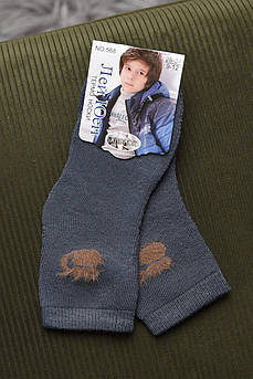 Шкарпетки дитячі махрові для хлопчика сірого кольору р.9-12 167877M