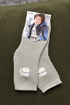 Шкарпетки дитячі махрові для хлопчика темно-бежевого кольору р.9-12 167883M