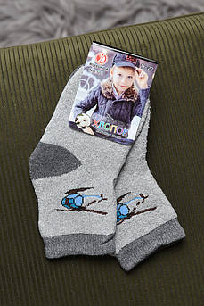 Шкарпетки дитячі махрові для хлопчика світло-сірого кольору 167958M