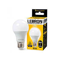 Лампа светодиодная Lebron LED L-A60 8W E27 3000K 700Lm угол 240°