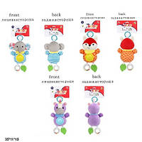 KM1900-1/2/3 Погремушка подвеска животное мягкое музыка,.3 вида лист 35*11*19 см