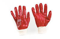 Перчатки с ПВХ покрытием р10 (красные манжет без хеддера) СИЛА 4812151