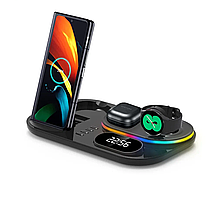 Док-станція з годинником 3 in 1 QINETIQ S6 LED Clock RGB 30 W для Samsung/GalaxyBuds/Galaxy Watch_1-6 series