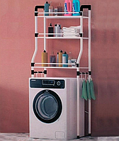 Шкаф полка напольная над стиральной машиной с черными проставками Стеллаж органайзер для ванной комнаты