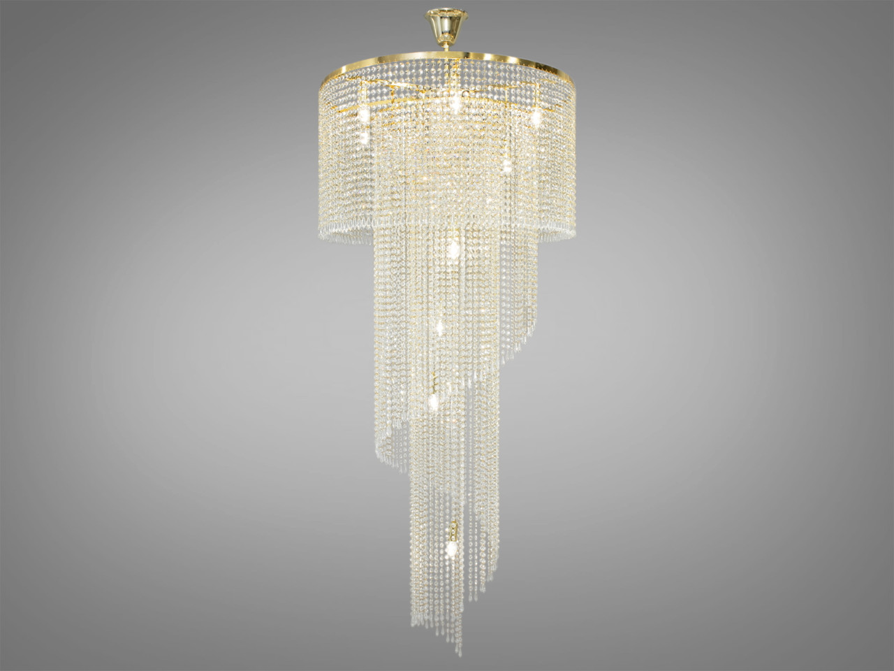 Кришталева люстра-каскад на 12 ламп золото FH011/800x2000G