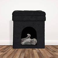 Черный кошачий домик с подушкой для сидения