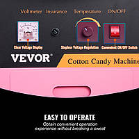 VEVOR Cotton Candy Maker Stainless Steel Cotton Candy Maker Lid 1kW Pink Portable