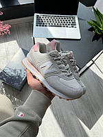 Женские кроссовки New Balance 574 Grey Pink White