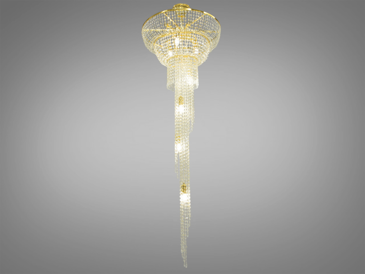 Кришталева люстра-каскад на 13 ламп золото FH012/600x1800G-1
