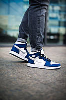 Женские кроссовки Nike Air Jordan 1 Retro Mid Blue White 1