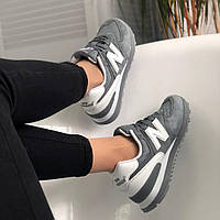 Женские кроссовки New Balance 574 Grey White (Сетка) 5