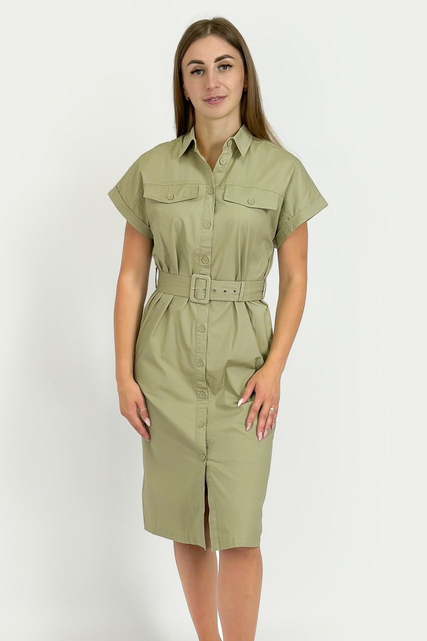Сукня-сорочка з поясом Finn Flare FSC110130-920 зелена S