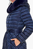 Довга синя куртка жіноча модель 31012 (КЛАД ТІЛЬКИ 42(XXS)) 48 (M), фото 7