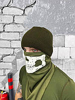 Шапка тактическая флис олива одежда для ВСУ, Мужская шапка для военных теплый армейский головной убор Oliva