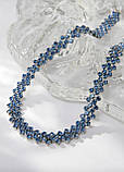 Кольє жіноче укорочене з камінчиками Без бренду Сріблясте з блакитним, фото 2