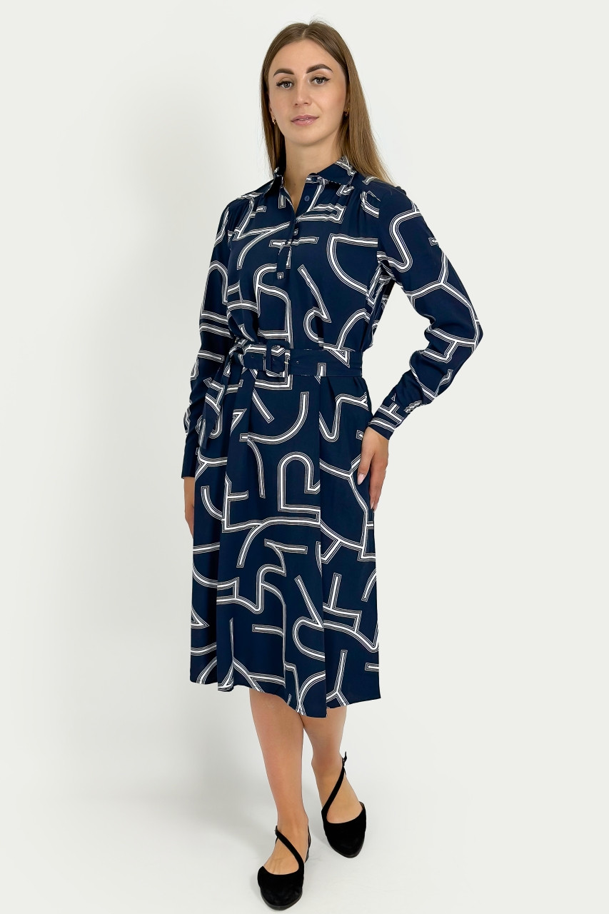 Сукня-сорочка з поясом Finn Flare FBC16012-101 Plus size синя XL