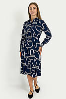 Платье-рубашка с поясом Finn Flare FBC16012-101 Plus size синее XL
