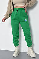 Спортивные штаны женские на флисе зеленого цвета р.44-46 168423P