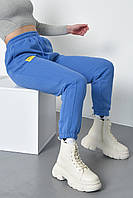 Спортивные штаны женские на флисе синего цвета р.44-46 168429P