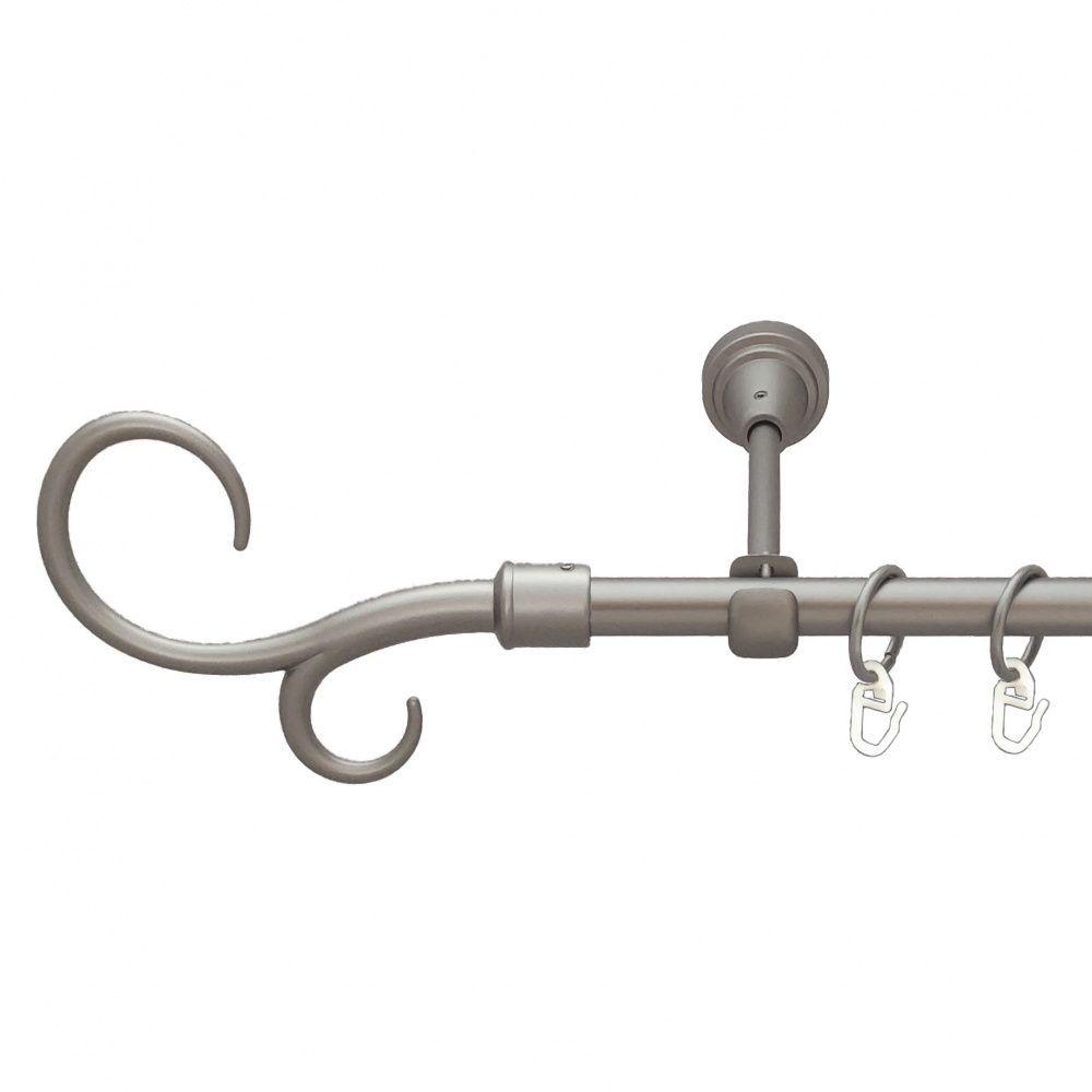 Карниз Orvit Гак Подвійний металевий однорядний відкритий гладка труба кільце металеве Сатин 16 мм 240 см (6091285), фото 1