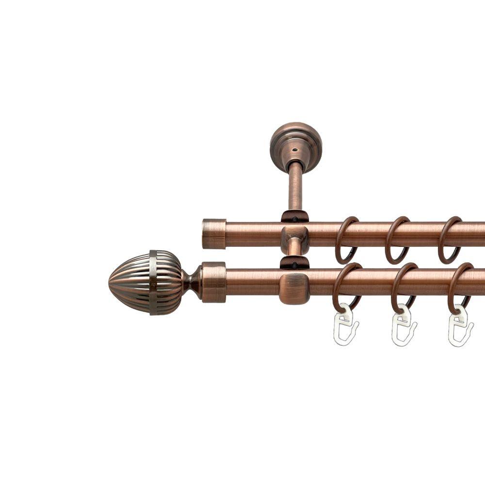 Карниз Orvit Одеон металевий дворядний відкритий гладка труба кільце металеве Мідь 16\16 мм 120 см (00-00020679), фото 1