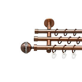 Карниз Orvit Авея металевий трирядний циліндр (20 см) гладка труба кільце металеве Мідь 16\16\16 мм 280 см (00-00020278)