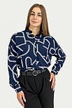 Жіноча сорочка з принтом Finn Flare FBC11056-101 синя S, фото 3
