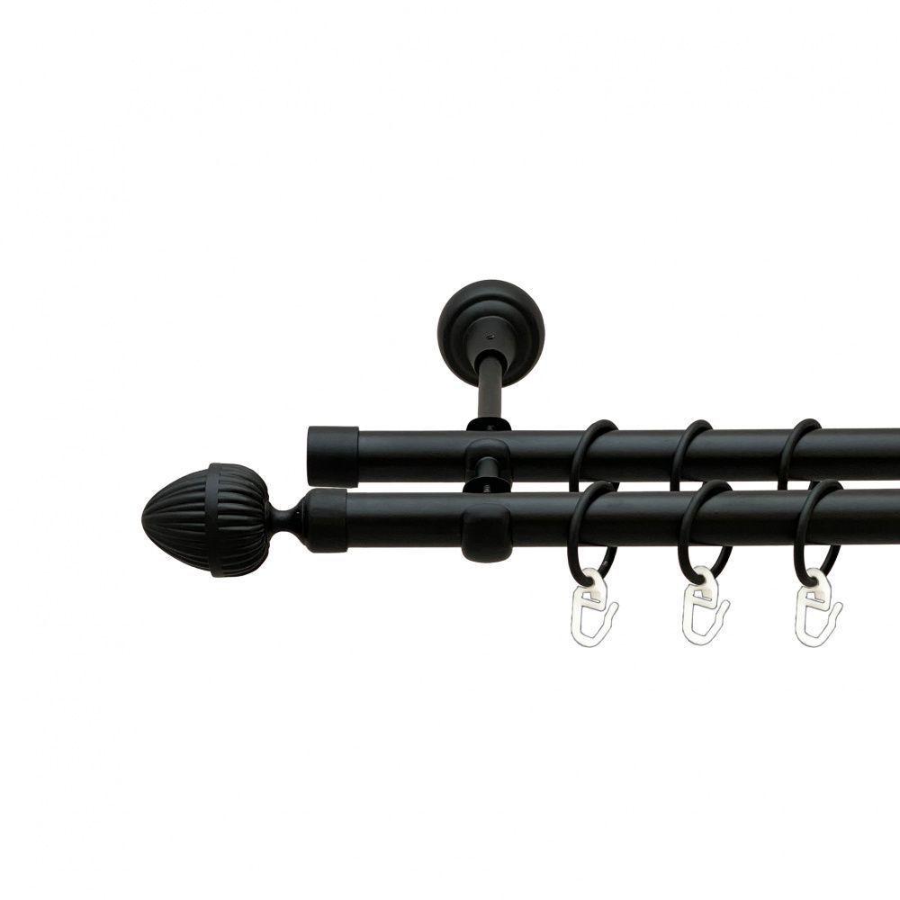 Карниз Orvit Одеон металевий дворядний відкритий гладка труба кільце металеве Чорний Оксамит 19\19 мм 240 см (00-00007013), фото 1