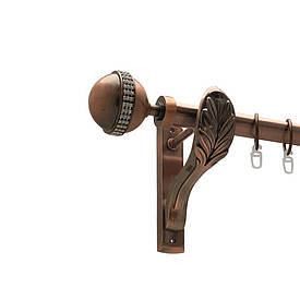 Карниз Orvit Авея металевий однорядний ретро гладка труба кільце металеве Мідь 25 мм 140 см (00-00016256)