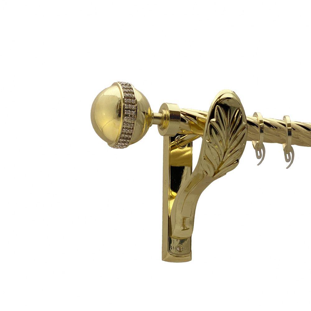 Карниз Orvit Авея металевий однорядний ретро скручена труба кільце фасонне металеве  Золото 25 мм 200 см (00-00010808), фото 1