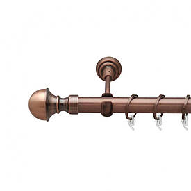 Карниз Orvit Бостон металевий однорядний відкритий гладка труба кільце фасонне металеве  Мідь 25 мм 180 см (6947877)