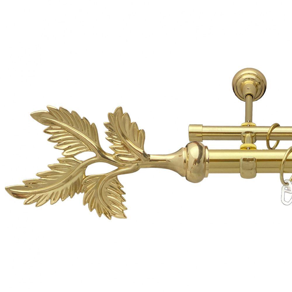 Карниз Orvit Папороть металевий дворядний відкритий гладка труба кільце металеве Золото 25\19 мм 200 см (00-00012823), фото 1