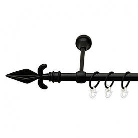 Карниз Orvit Грот металевий однорядний литий гладка труба кільце металеве Чорний Оксамит 16 мм 180 см (00-00013799)