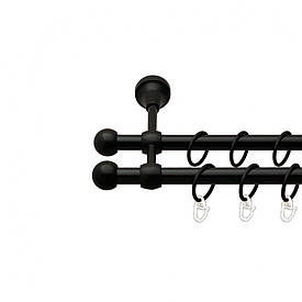 Карниз Orvit Куля Болонь металевий дворядний литий гладка труба кільце металеве Чорний Оксамит 16\16 мм 180 см (00-00013869)