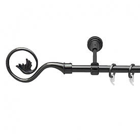 Карниз Orvit Ніка металевий однорядний відкритий гладка труба кільце фасонне металеве  Онікс 16 мм 300 см (4713205)