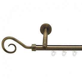 Карниз Orvit Гак металевий однорядний циліндр+профіль (16 см) профільна труба  Антик 19 мм 400 см (7217981)