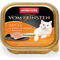 Вологий корм для дорослих котів Animonda Vom Feinsten Adult фарширована курка з яловичиною та морквою 100 г