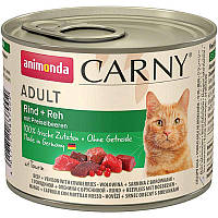 Вологий корм для дорослих котів Animonda Carny Adult яловичина оленина та брусниця 200 г (4017721837002)