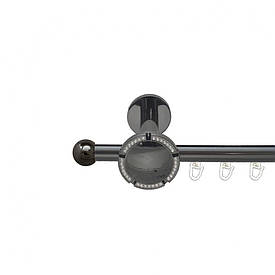 Карниз Orvit Куля Болонь металевий однорядний розета реверс фламо профільна труба  Онікс 19 мм 160 см (00-00015001)