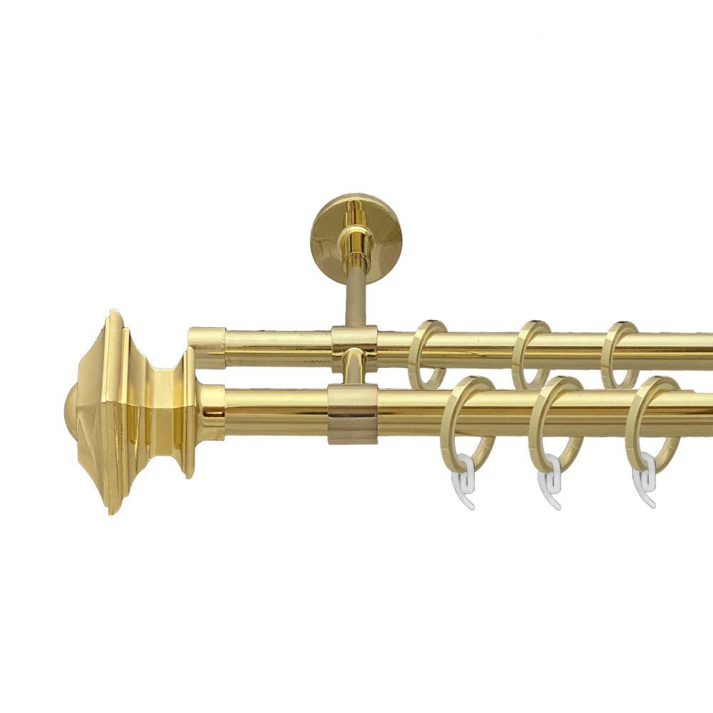 Карниз Orvit Борджеза металевий дворядний закритий гладка труба кільце фасонне металеве  Золото 19\16 мм 200 см (00-00009311), фото 1