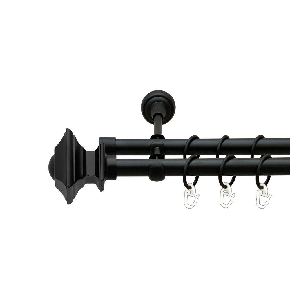 Карниз Orvit Борджеза металевий дворядний відкритий гладка труба кільце металеве Чорний Оксамит 19\19 мм 240 см (00-00020967), фото 1