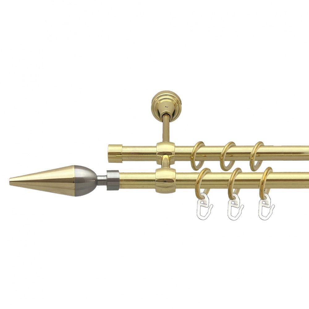 Карниз Orvit Лінея металевий дворядний литий гладка труба кільце металеве Золото 16\16 мм 200 см (00-00014388), фото 1