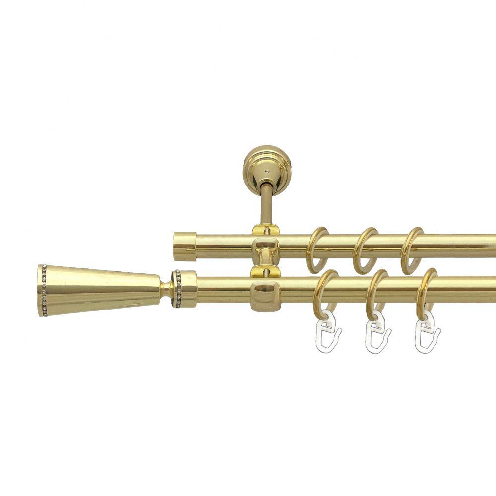 Карниз Orvit Меркурія металевий дворядний відкритий гладка труба кільце металеве Золото 16\16 мм 200 см (00-00014256), фото 1