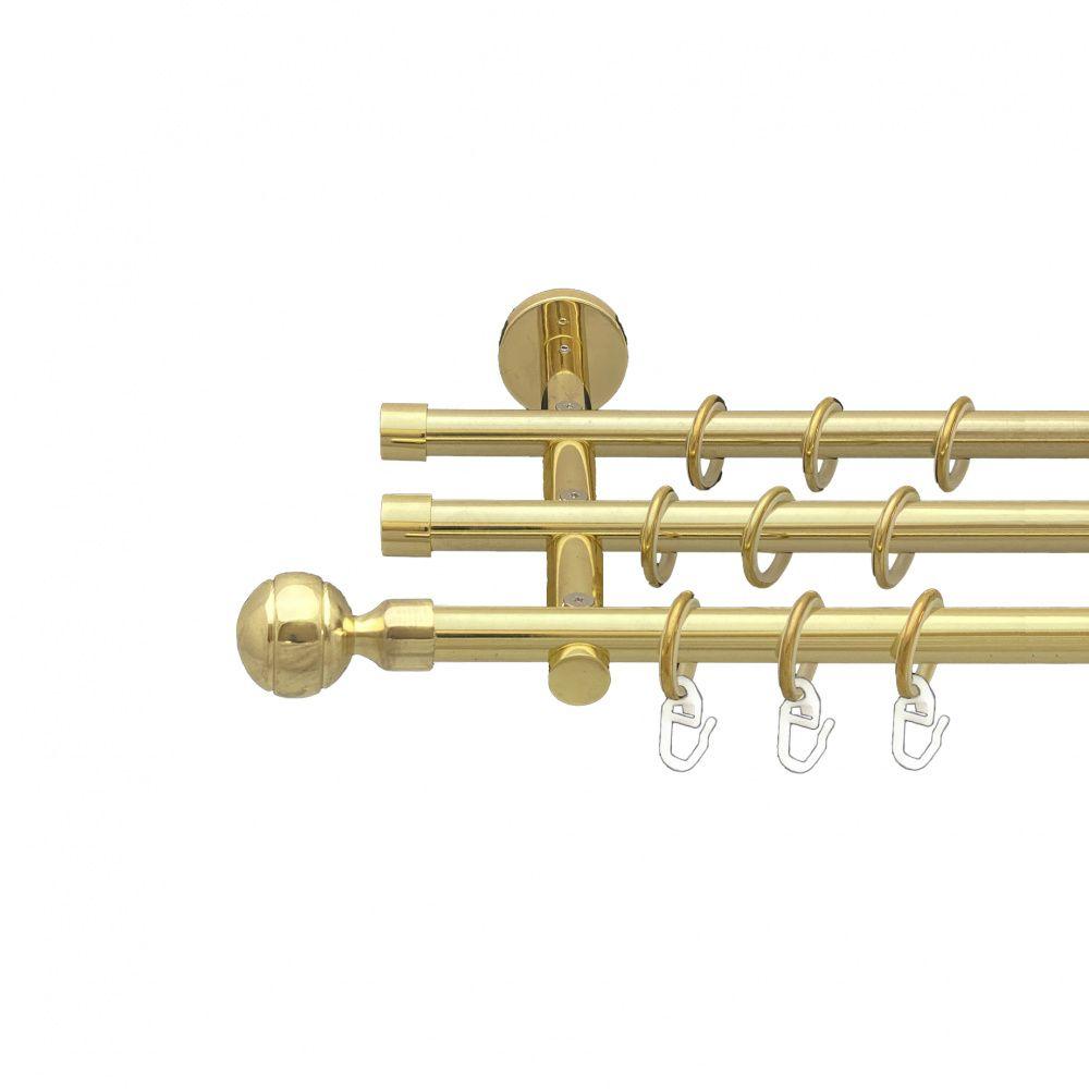 Карниз Orvit Паола металевий трирядний циліндр (20 см) гладка труба кільце металеве Золото 16\16\16 мм 200 см (00-00014728), фото 1